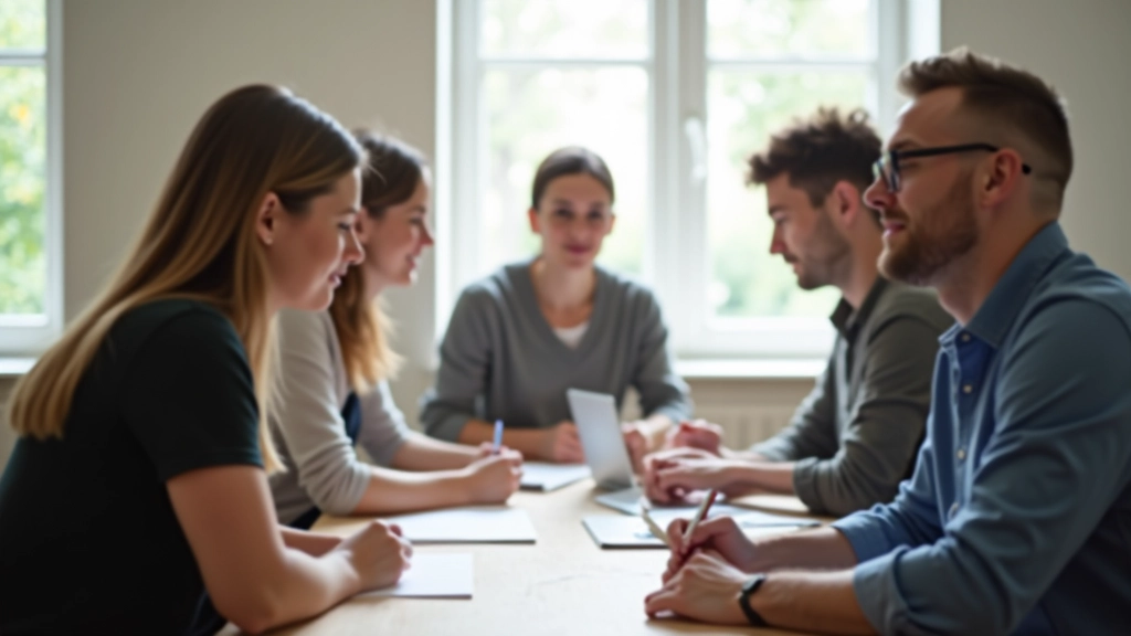 Skupiny lidí na workshopu, sedí u stolu a vytvářejí něco spolu, tým v činnosti