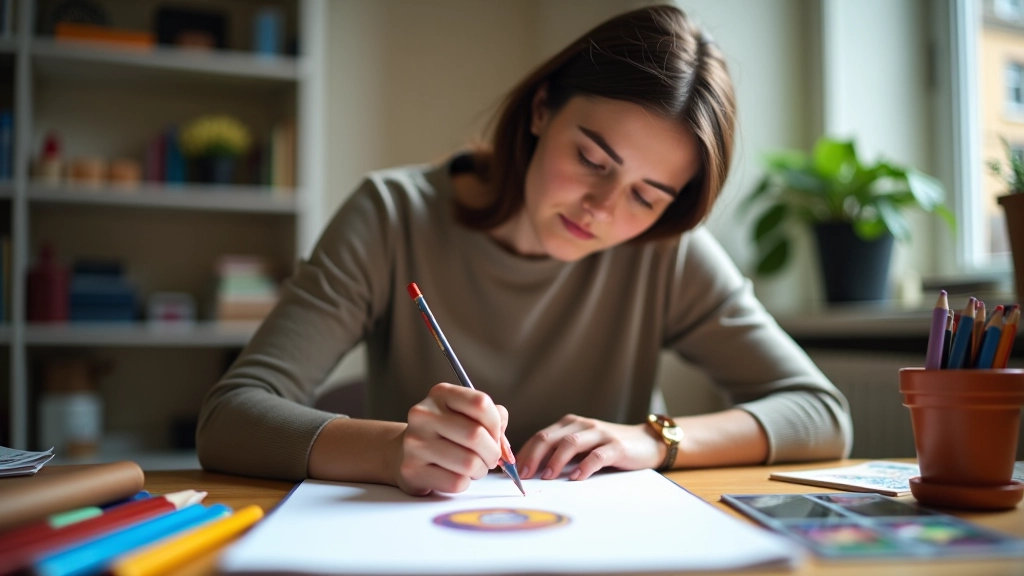 Osoba maluje a kreslí offline koníčky